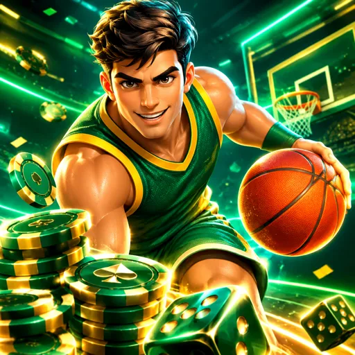 Garrafão de quadra de basquete com bola